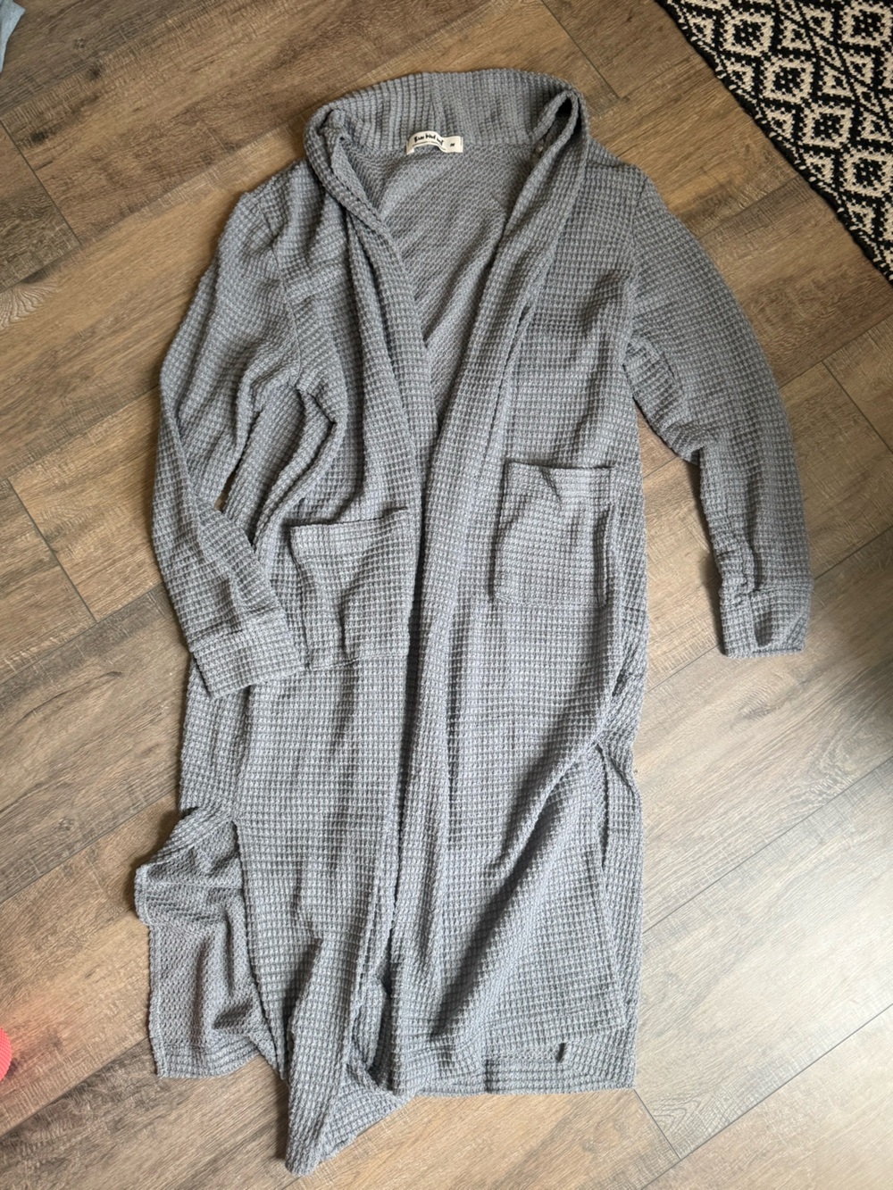 Three Bird Nest Waffle Knit Duster Cardigan - Gray